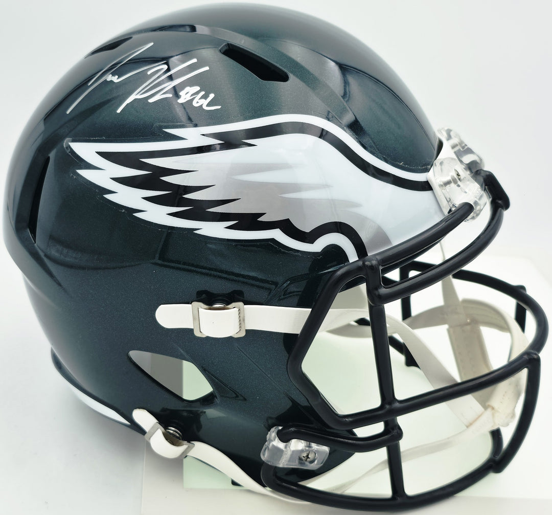 Jason Kelce Signed Eagles Green Full Size Speed Replica Helmet Beckett