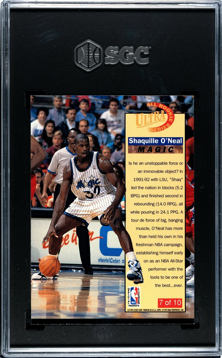 Shaquille O'Neal 1992-93 Fleer Ultra Rookie Card (RC) #7- SGC Graded 9.5 Mint+