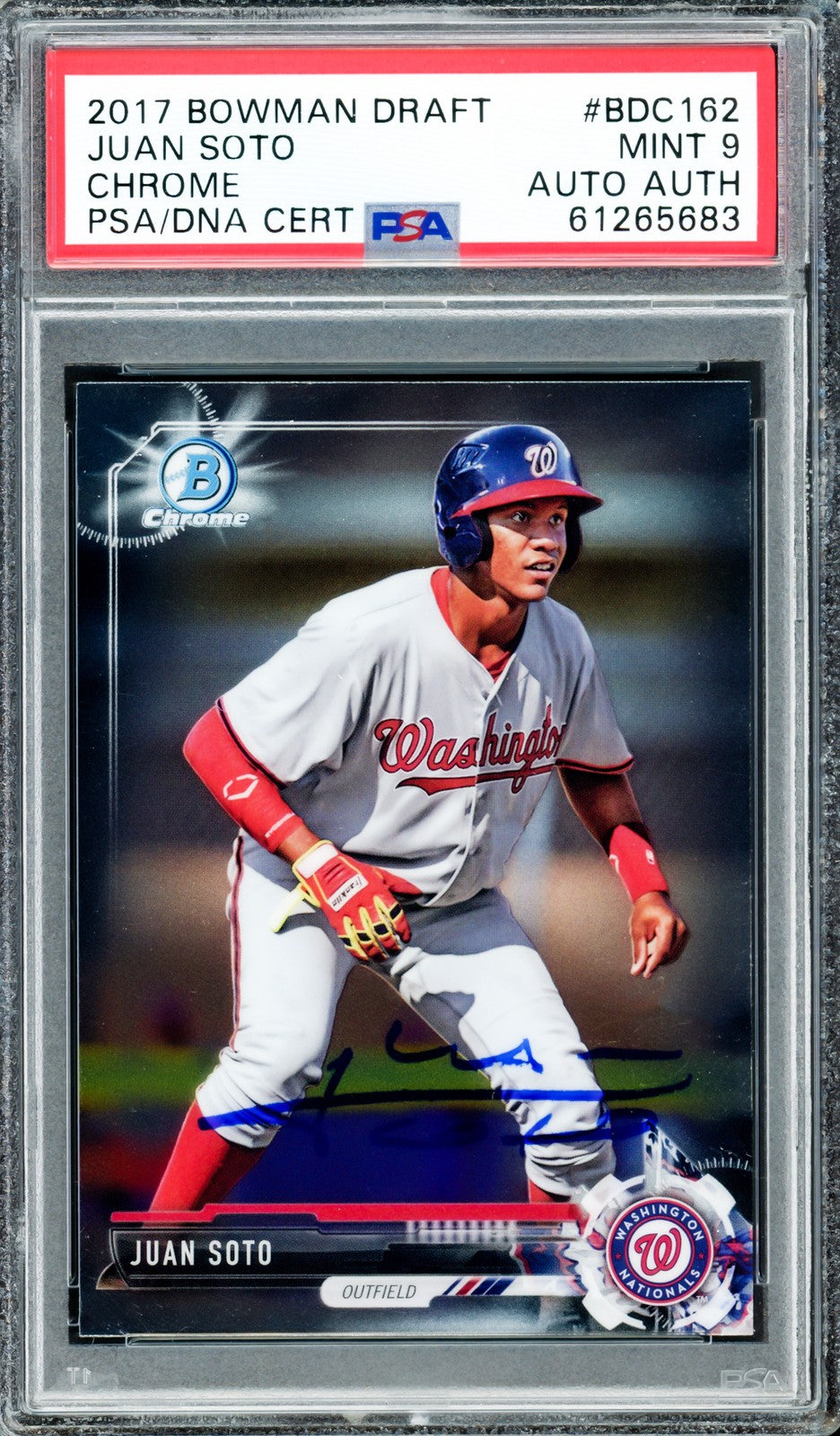 Juan Soto Signed 2017 Bowman Draft Chrome RC BDC162 New York Mets PSA 9 PSA/DNA