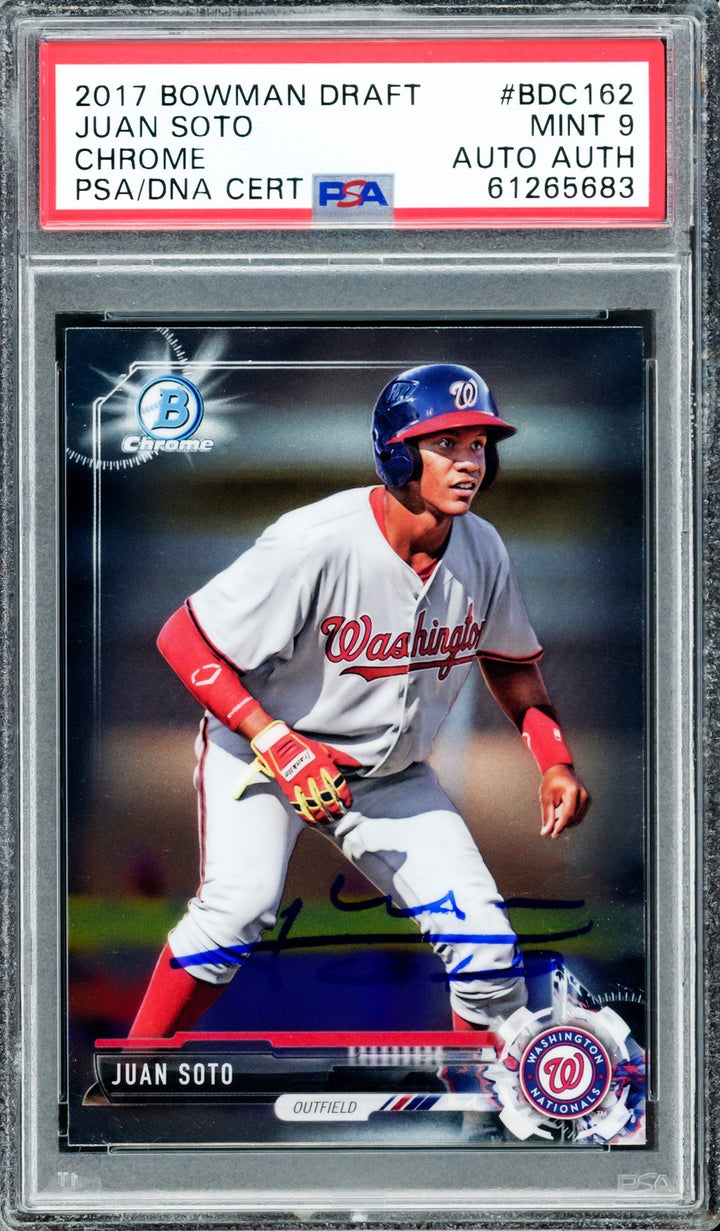 Juan Soto Signed 2017 Bowman Draft Chrome RC BDC162 New York Mets PSA 9 PSA/DNA