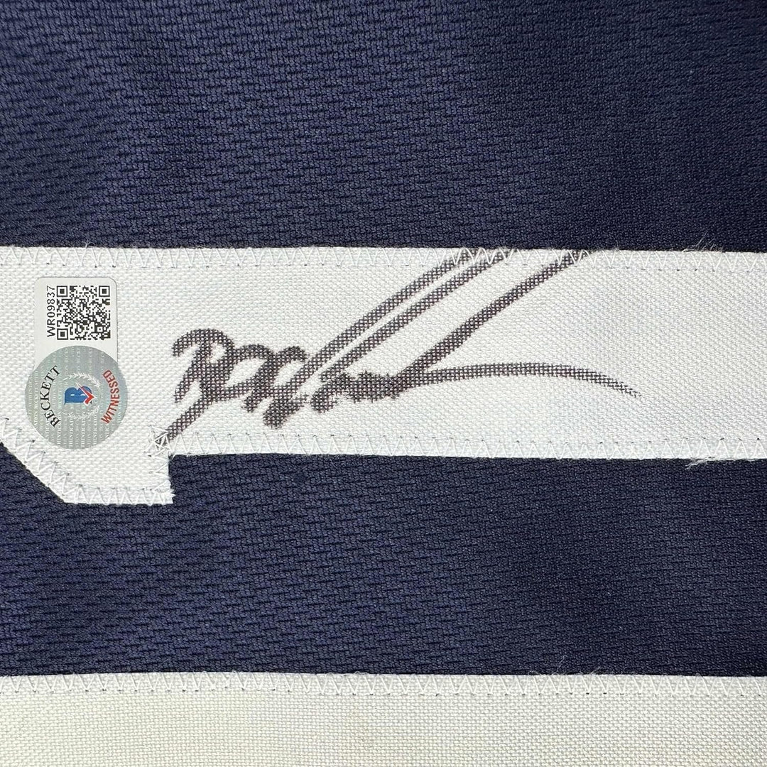 Framed Autographed/Signed Dwight Doc Gooden 33x42 New York Blue Jersey COA