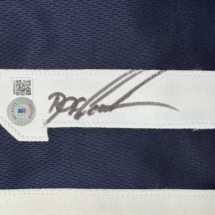 Framed Autographed/Signed Dwight Doc Gooden 33x42 New York Blue Jersey COA