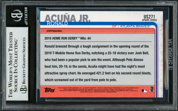 Ronald Acuna Jr. Signed 2019 Topps Update Card US271 Braves Beckett #16710544