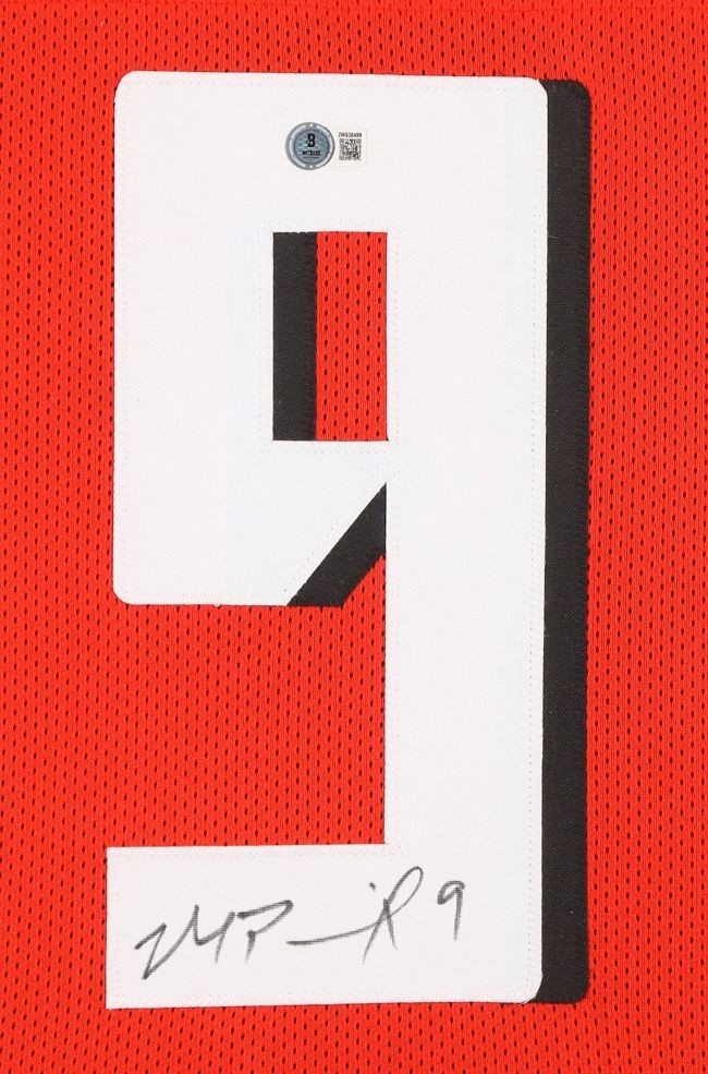Michael Penix Jr Atlanta Signed Framed Red Football Jersey BAS