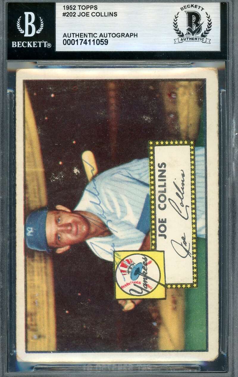 Joe Collins Beckett BAS Vintage Signed 1952 Topps Autograph