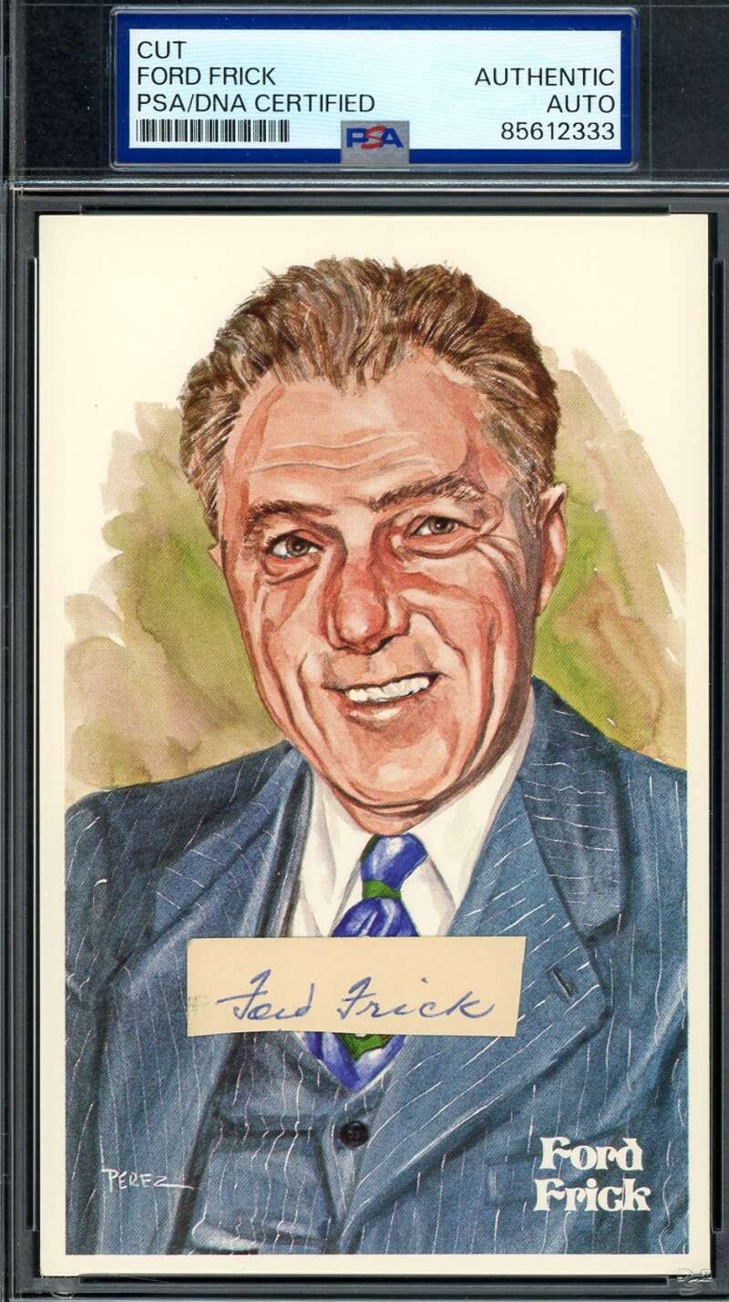 Ford Frick PSA DNA Coa Signed Perez Steele Postcard Cut Autograph