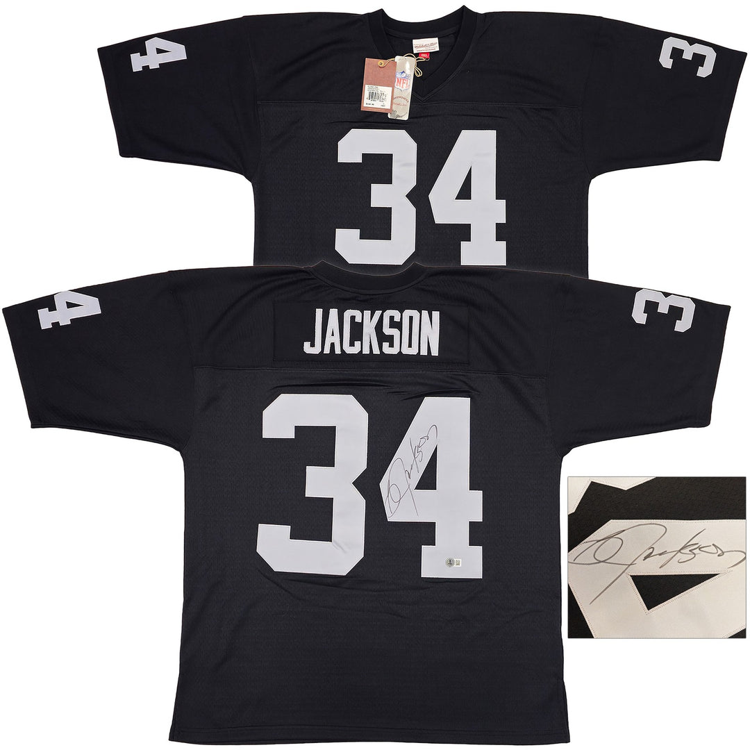 Raiders Bo Jackson Auto Black Authentic Mitchell Ness Throwback Jersey Sz XL BAS