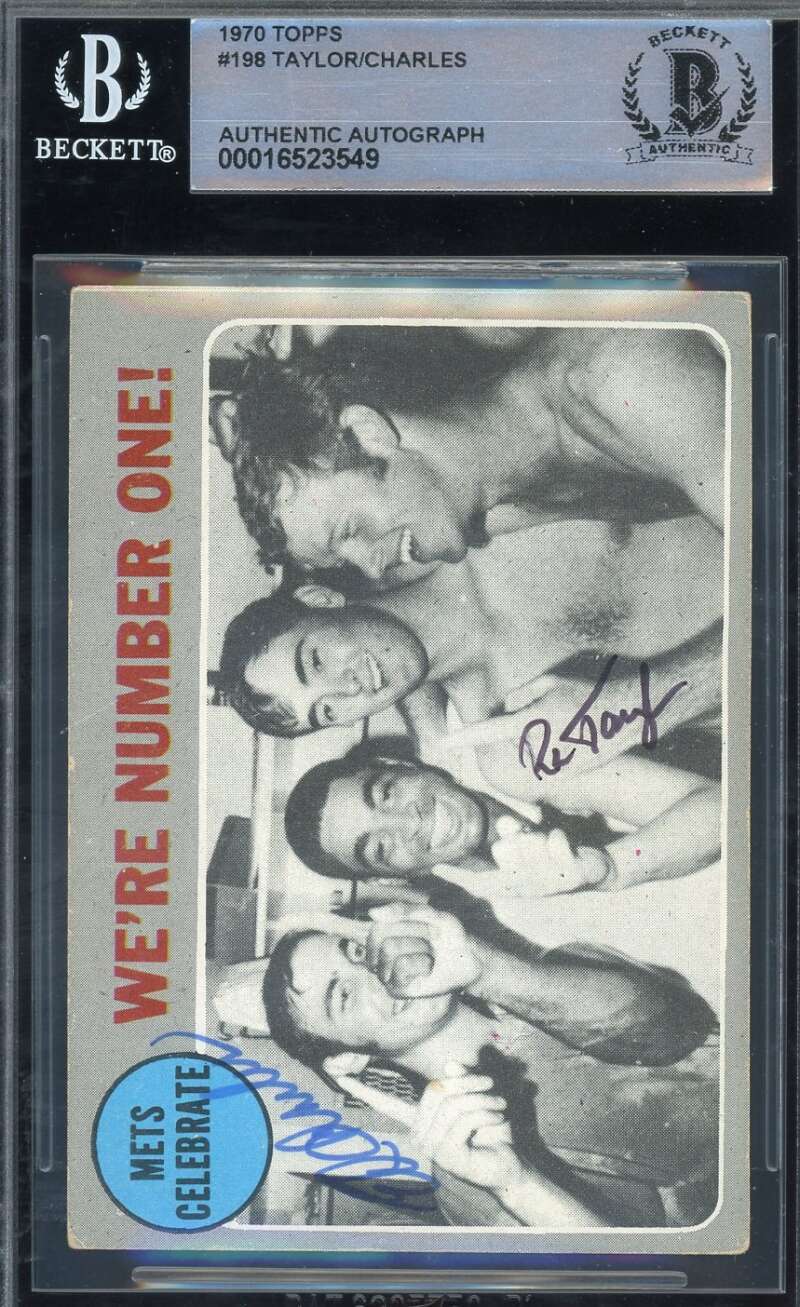 Ed Charles Ron Taylor Beckett BAS Signed 1970 Topps 1969 World Series Autog