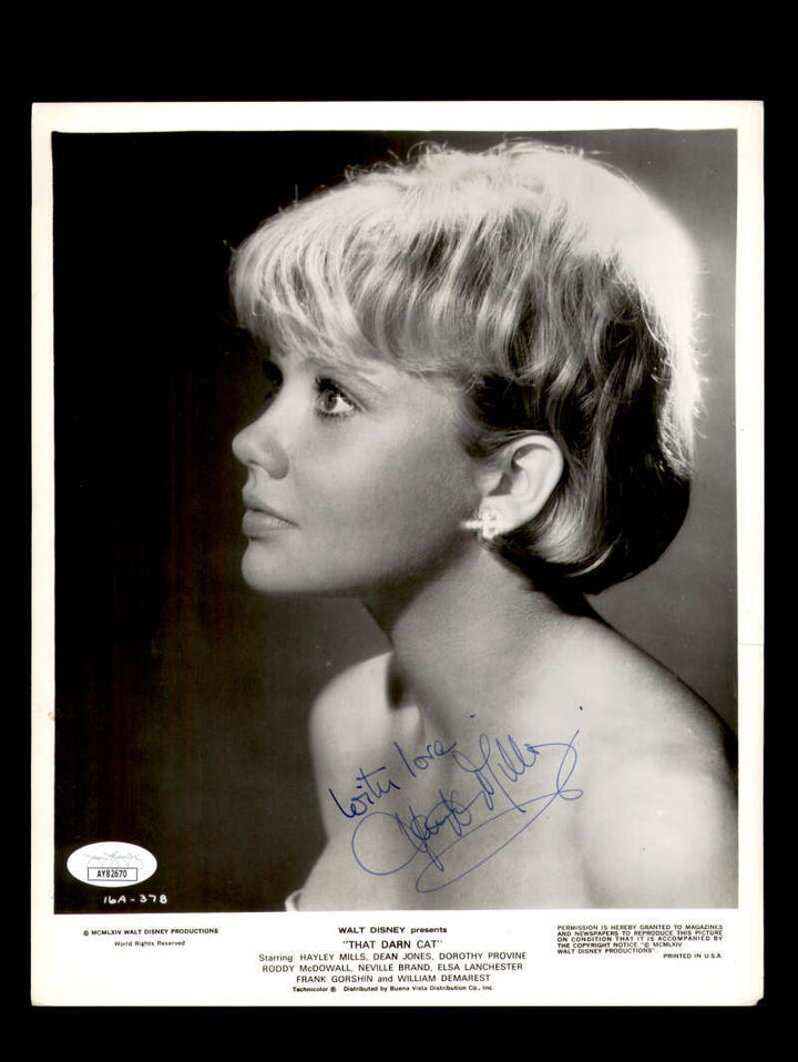 Hayley Mills JSA Coa Signed 8x10 Photograph That Darn Cat Autograph