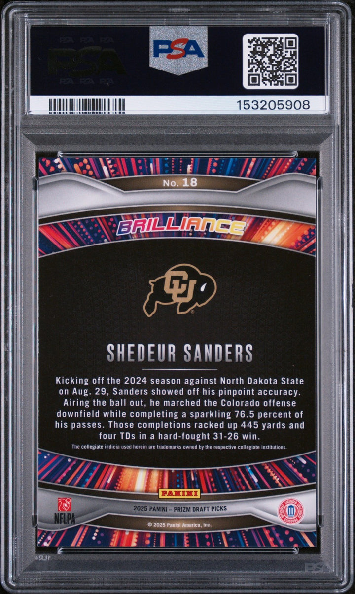 Graded 2025 Prizm DP Shedeur Sanders #18 Brilliance Rookie RC Card PSA 10