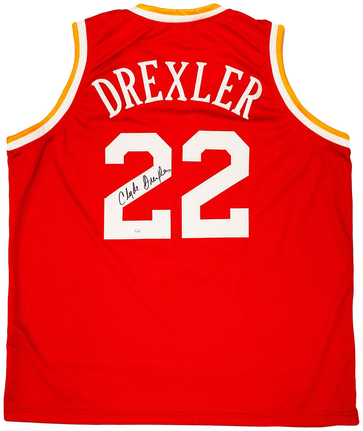 Houston Rockets Clyde Drexler Autographed Signed Red Jersey The Glide JSA
