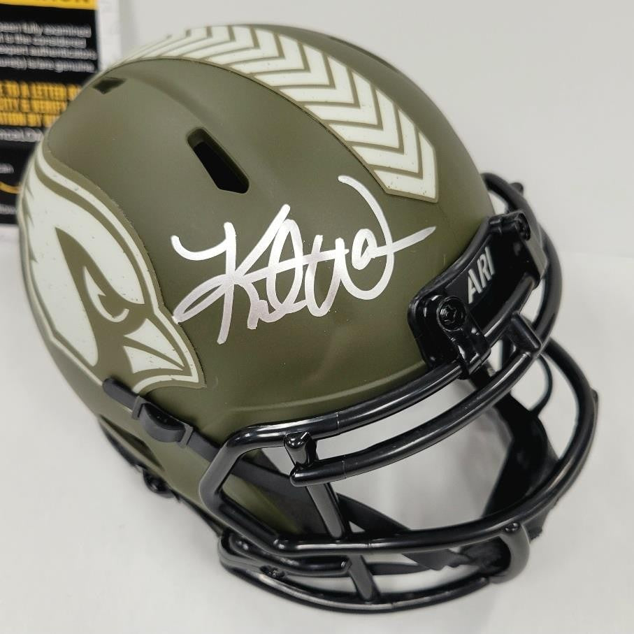 Kurt Warner signed Cardinals Salute to Service Mini Helmet autograph (B) JSA