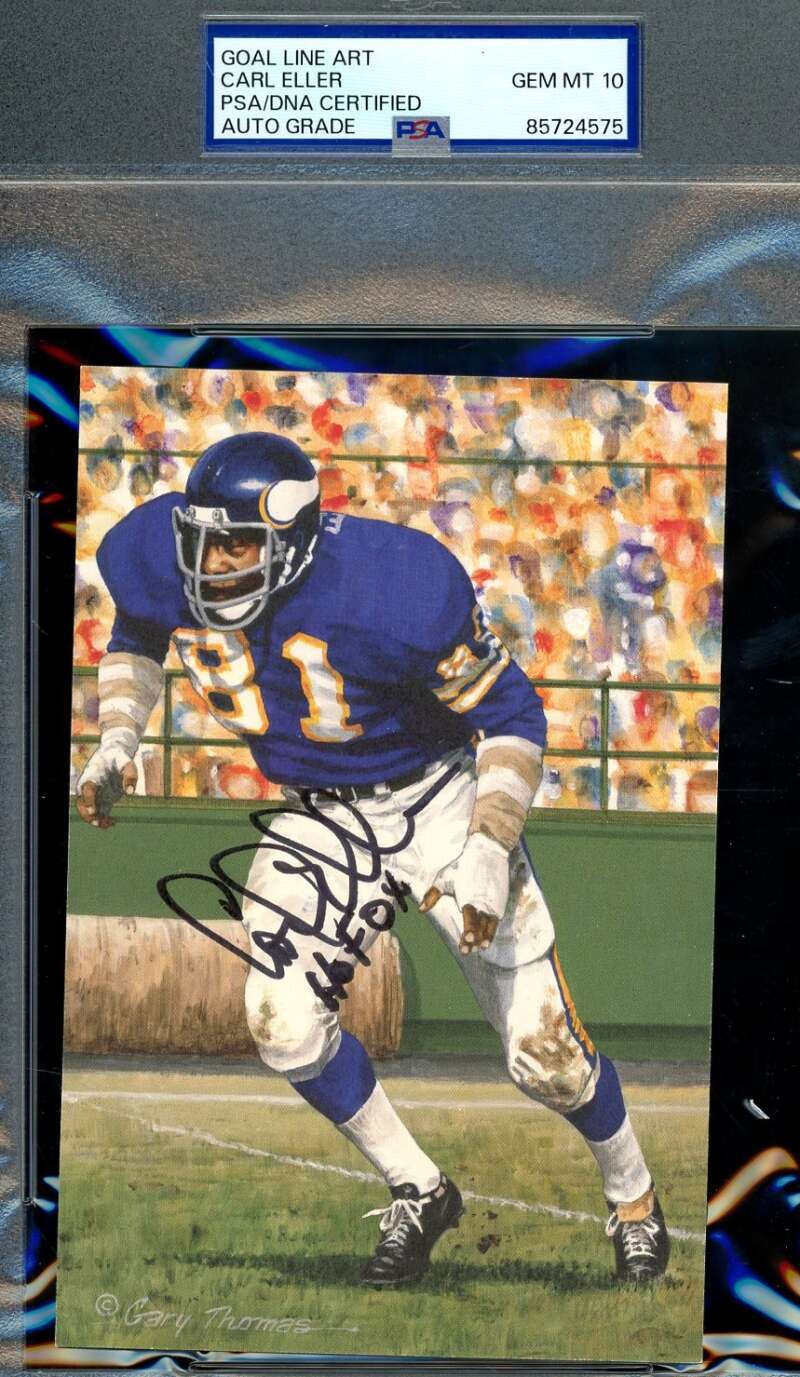 Carl Eller Gem Mint 10 PSA DNA Autograph Goal Line Art Card GLAC Signed HOF 04