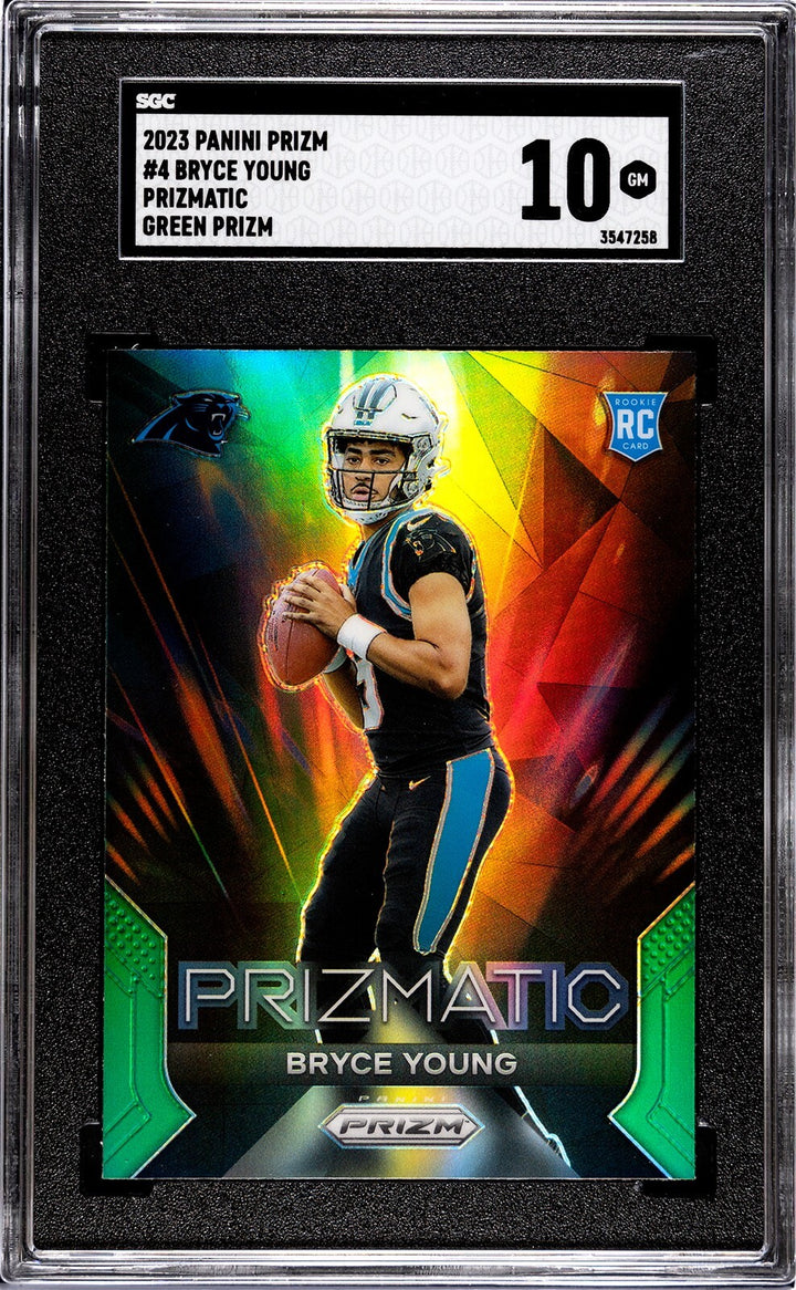 Bryce Young 2023 Panini Prizm Prizmatic Green Rookie Card 4-SGC Graded 10 Gem MT