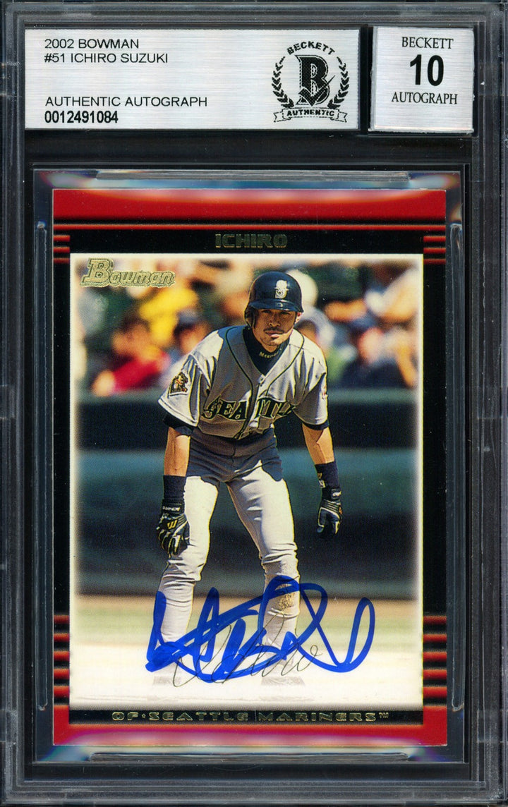 Ichiro Suzuki Signed 2002 Bowman Card 51 Mariners Auto 10 Beckett #12491084