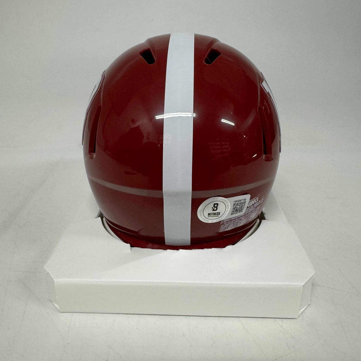 Autographed/Signed Nick Saban Alabama Crimson Tide Mini Football Helmet BAS COA