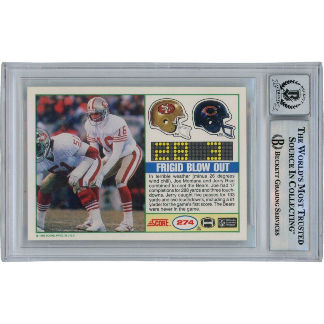 Joe Montana Autographed/Signed 1989 Score #274 Slab Trading Card Beckett 49910