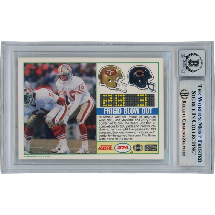 Joe Montana Autographed/Signed 1989 Score #274 Slab Trading Card Beckett 49910