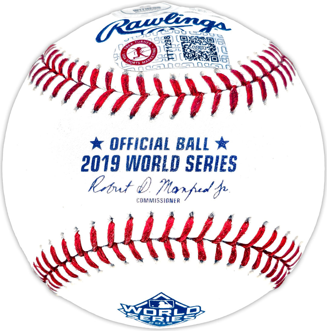 Trea Turner Signed Official 2019 WS Logo MLB Baseball Nationals Beckett Witness