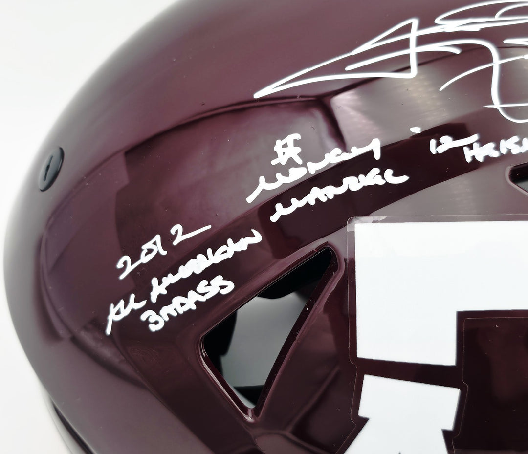 Johnny Manziel Auto Texas AM Maroon Full Size Auth Hyper SpeedFlex Helmet 4 Stat