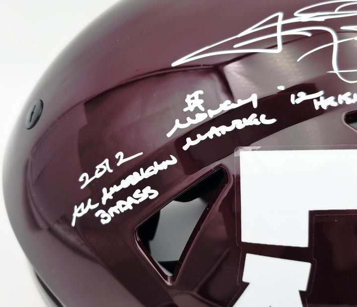 Johnny Manziel Auto Texas AM Maroon Full Size Auth Hyper SpeedFlex Helmet 4 Stat