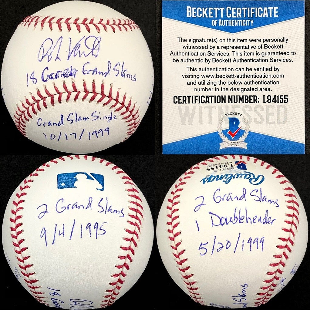 Robin Ventura signed Grand Slam inscription Baseball BAS COA Beckett + Pic Proof
