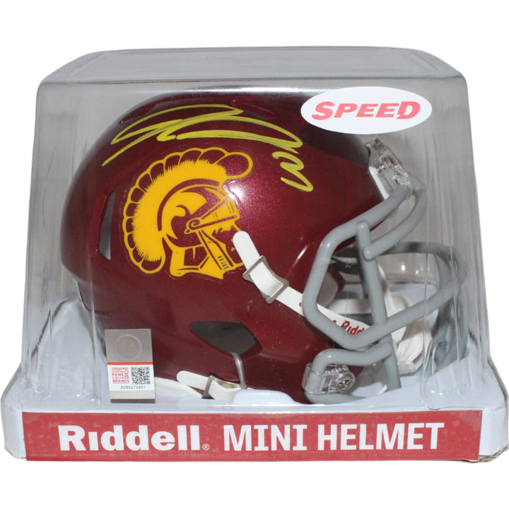 Jordan Addison Autographed USC Trojans Mini Helmet Beckett 42766