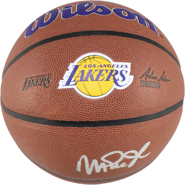 Magic Johnson Autographed Los Angeles Lakers Logo Basketball Beckett WIT 53083