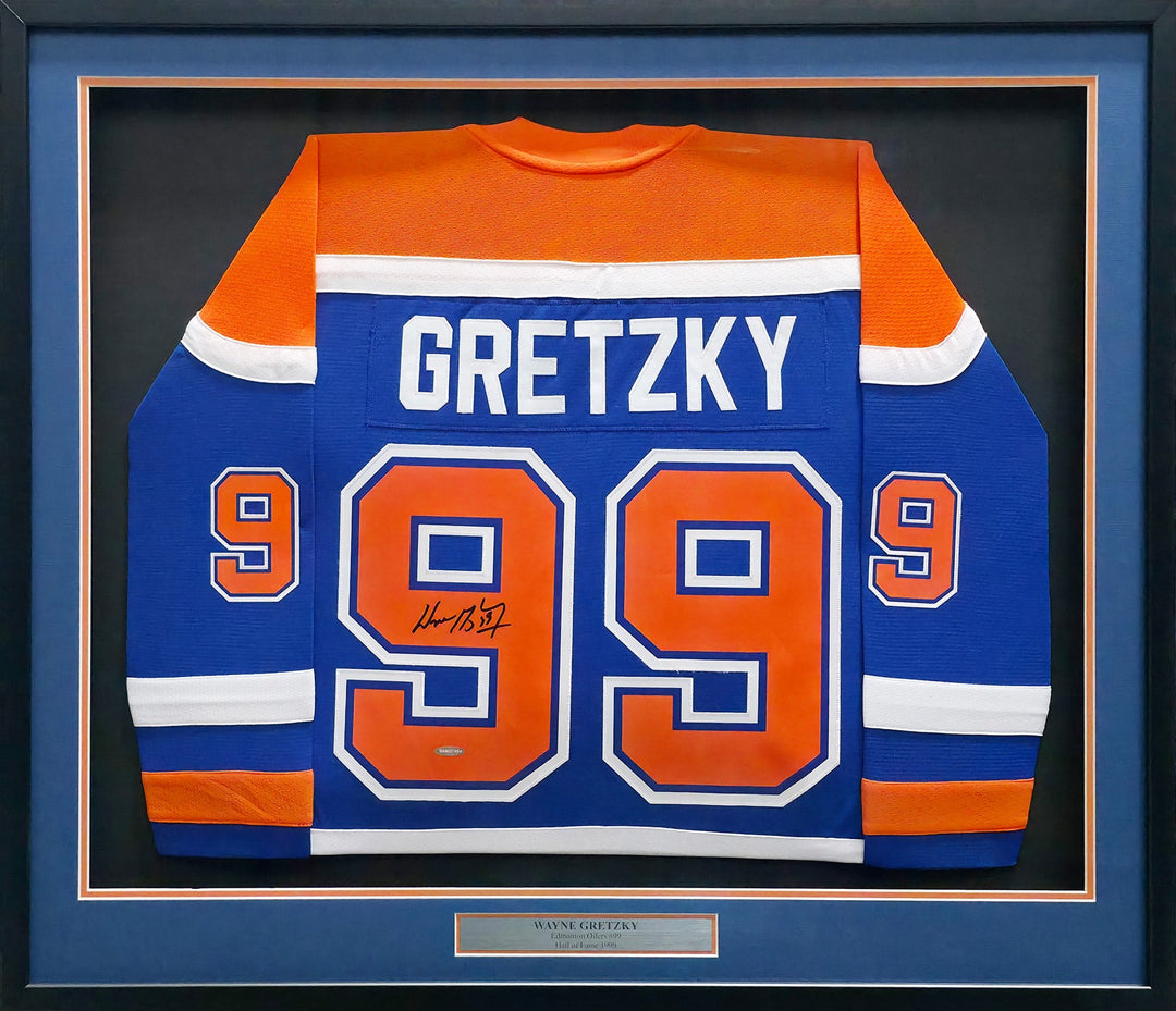 Wayne Gretzky Signed Framed Oilers Blue 1986-87 Mitchell & Ness Jersey UDA