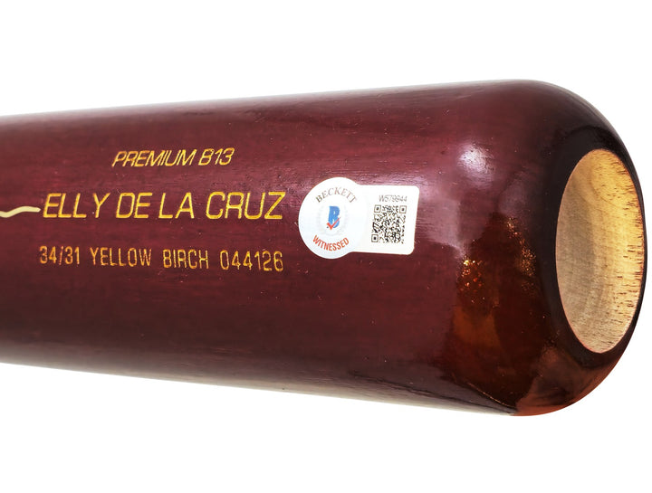 Elly De La Cruz Auto Signed Red B45 Player Model Baseball Bat Reds Beckett Wit