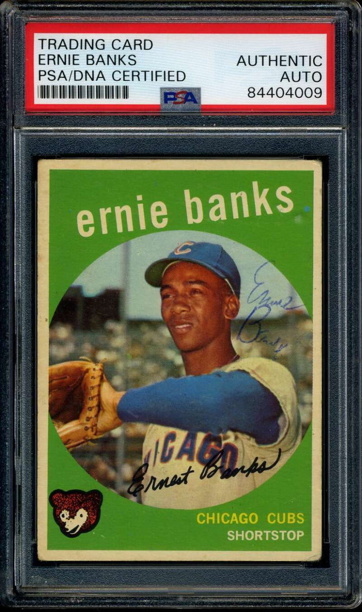Ernie Banks PSA DNA Coa Vintage Signed 1959 Topps Autograph