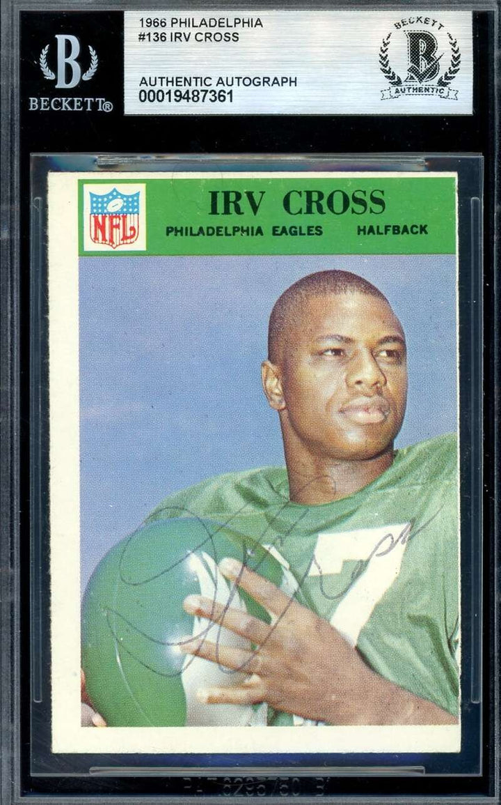 Irv Cross Beckett BAS Signed 1966 Philadelphia Autograph Eagles
