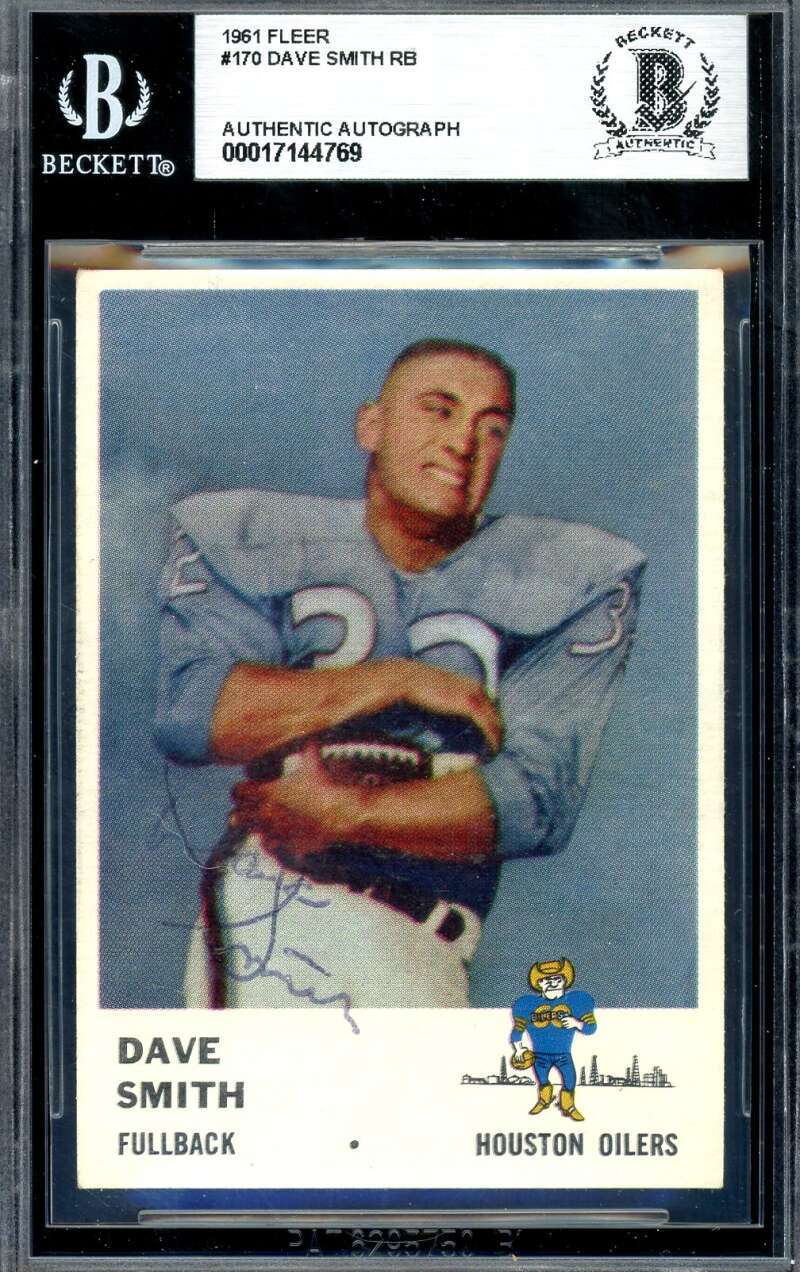 Dave Smith Beckett BAS Signed 1961 Fleer Rookie Autograph