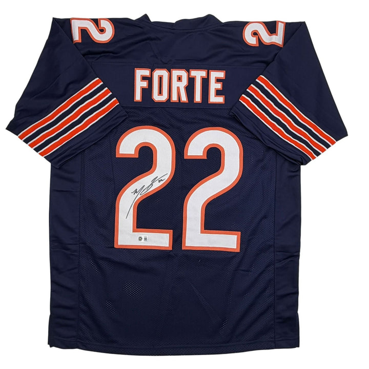 Autographed/Signed Matt Forte Chicago Blue Football Jersey Beckett BAS COA