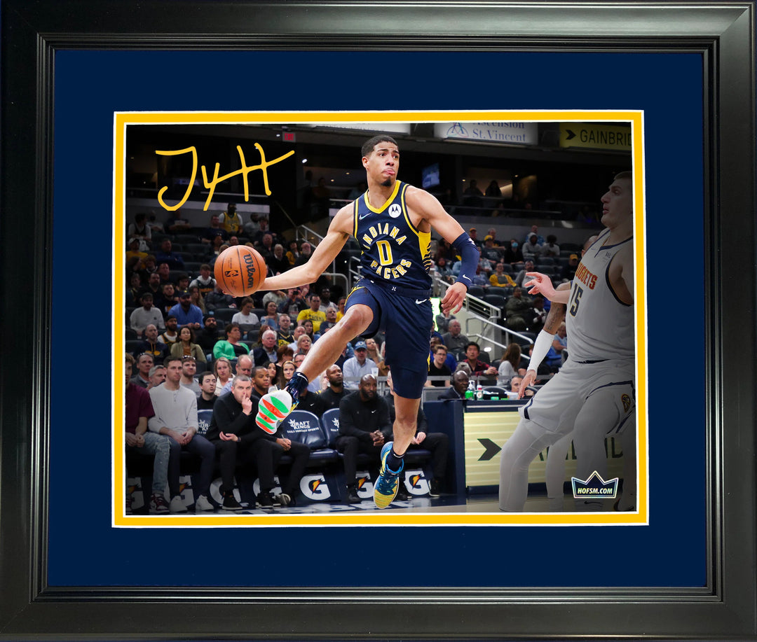 Framed Tyrese Haliburton Pacers Facsimile Engraved Auto 12"x15" Photo HOFSM Holo