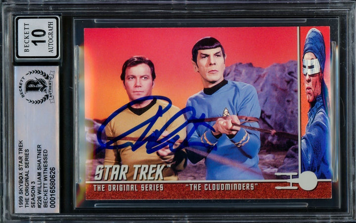 William Shatner Signed 1999 Skybox Star Trek #226 Trading Card BAS Auto 10