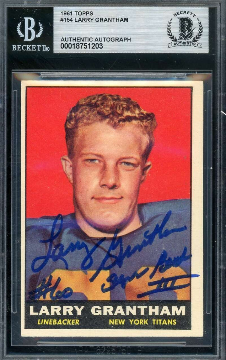 Larry Grantham Beckett BAS Signed 1961 Topps Autograph