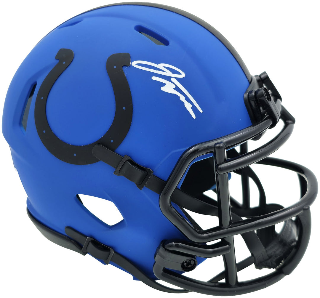 Jonathan Taylor Auto Signed Colts Rave Blue Speed Mini Helmet Beckett Witness