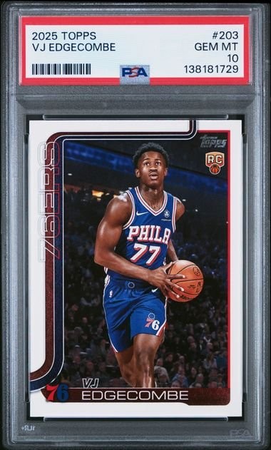 Graded 2025 Topps VJ Edgecombe #203 Rookie RC Card PSA 10 Gem Mint