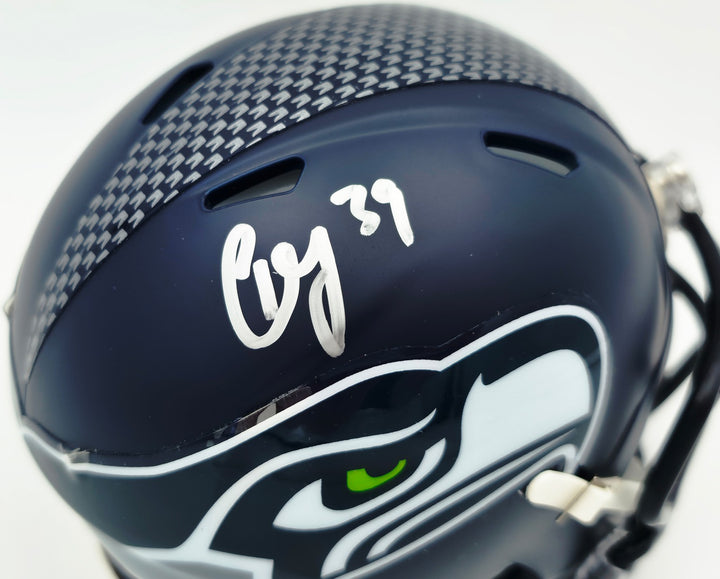 Ty Okada Signed Seahawks Blue Speed Mini Helmet MCS Holo