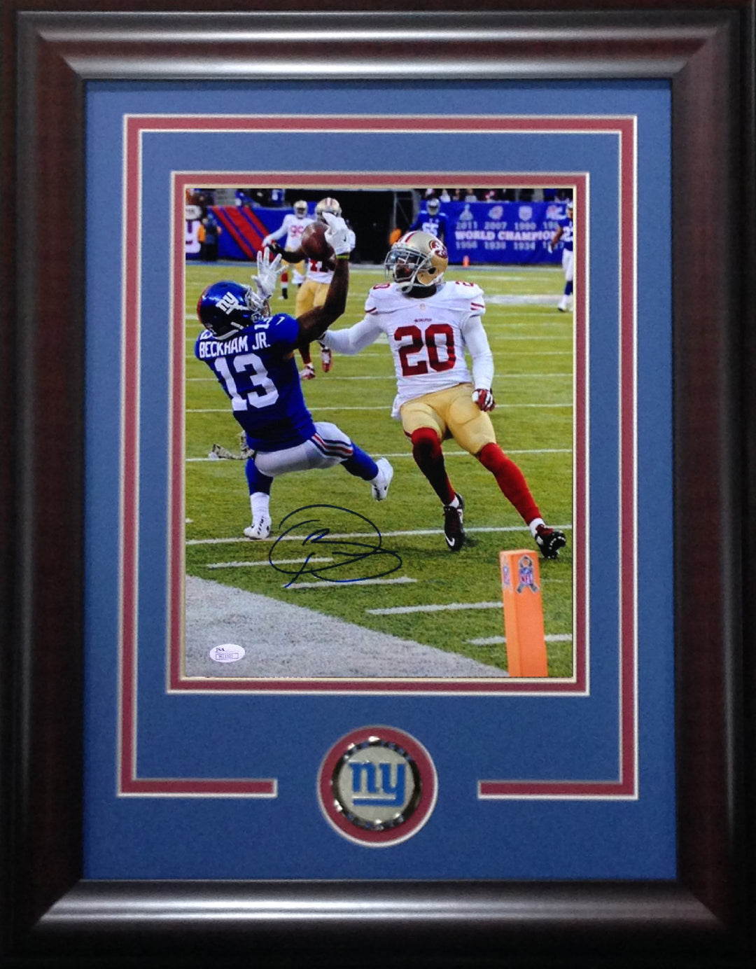 Odell Beckham Jr Signed 11x14 Photo Rookie catch Auto Framed NY Giants JSA Coa