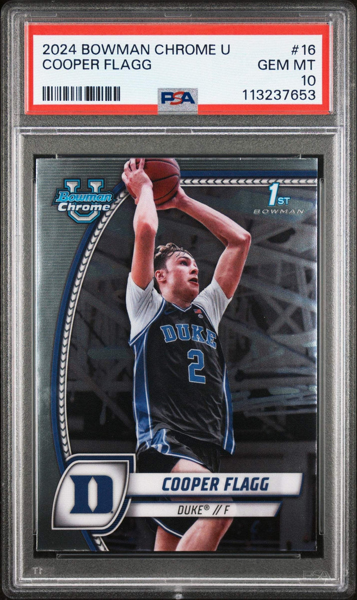Graded 2024 Topps Bowman Chrome U Cooper Flagg #16 Rookie Basketball Card PSA 10