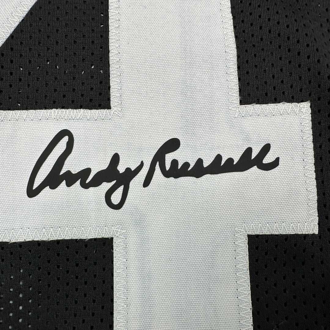 Facsimile Autographed Andy Russell Pittsburgh Black Reprint Jersey Size Men's XL