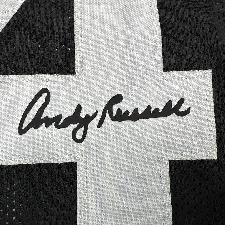 Facsimile Autographed Andy Russell Pittsburgh Black Reprint Jersey Size Men's XL