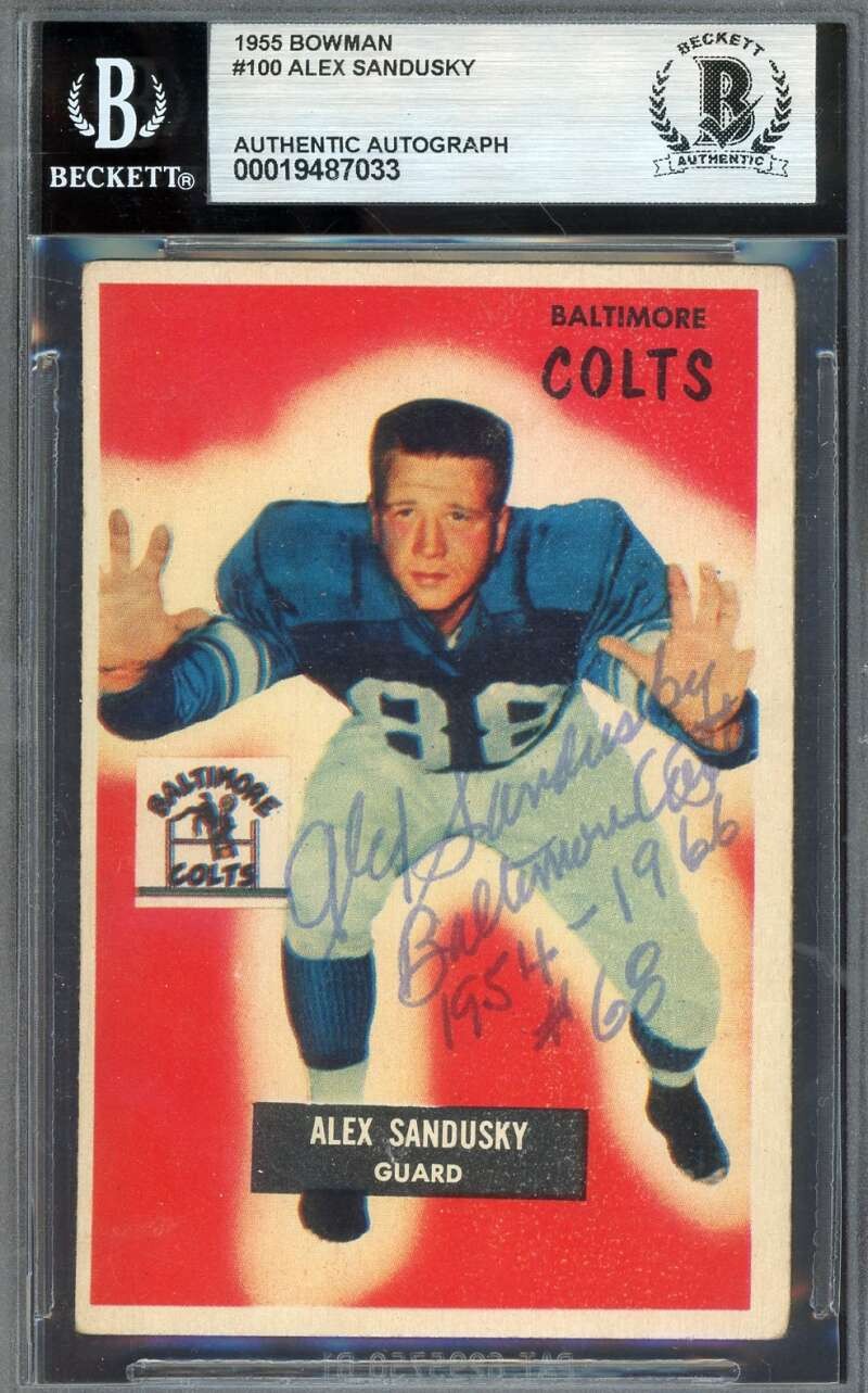 Alex Sandusky Beckett BAS Signed 1955 Bowman Autograph
