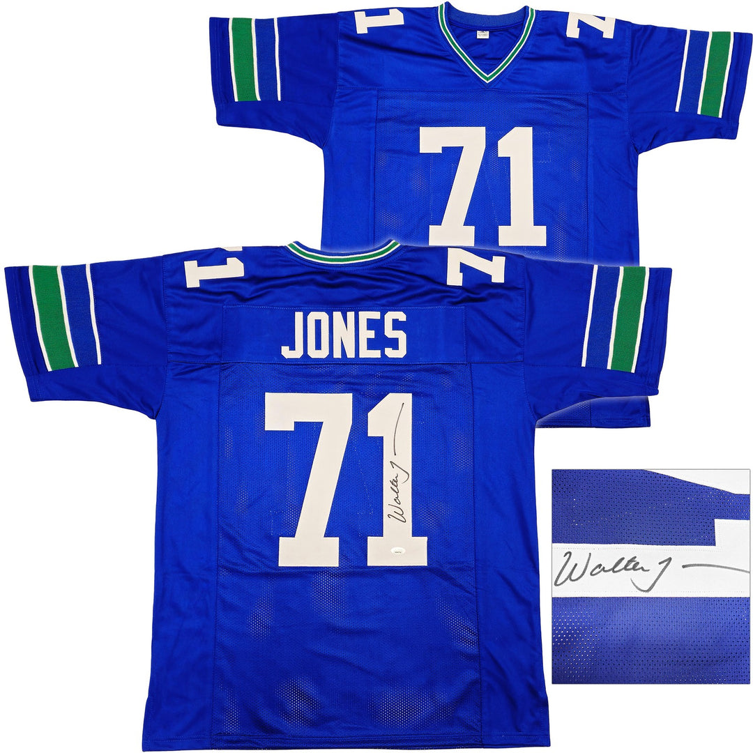Seattle Seahawks Walter Jones Autographed Signed Blue Jersey JSA