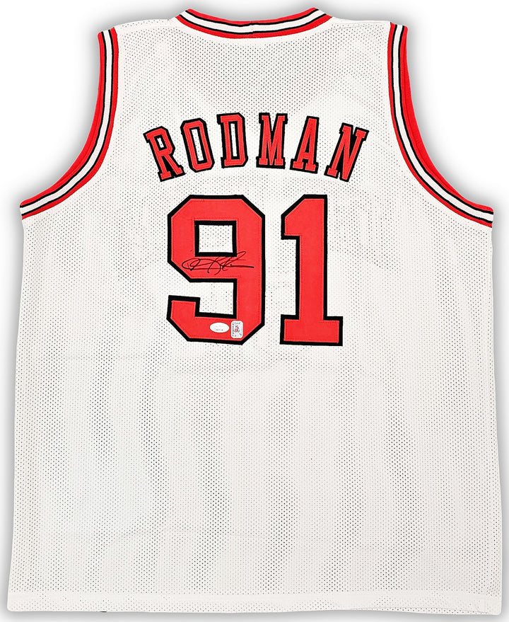 Chicago Bulls Dennis Rodman Autographed Signed White Jersey JSA