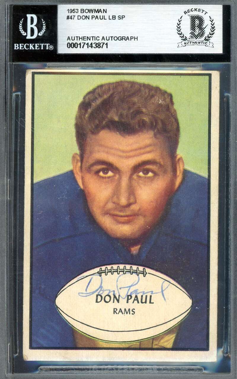 Don Paul Beckett BAS Signed 1953 Bowman Autograph