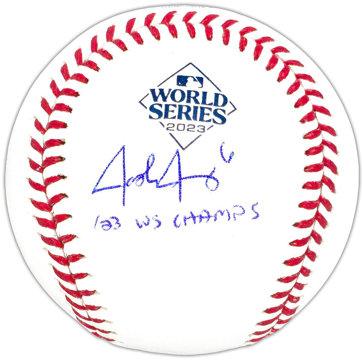 Josh Jung Auto Official 2023 WS Logo MLB Baseball Rangers "23 WS Champs" Beckett