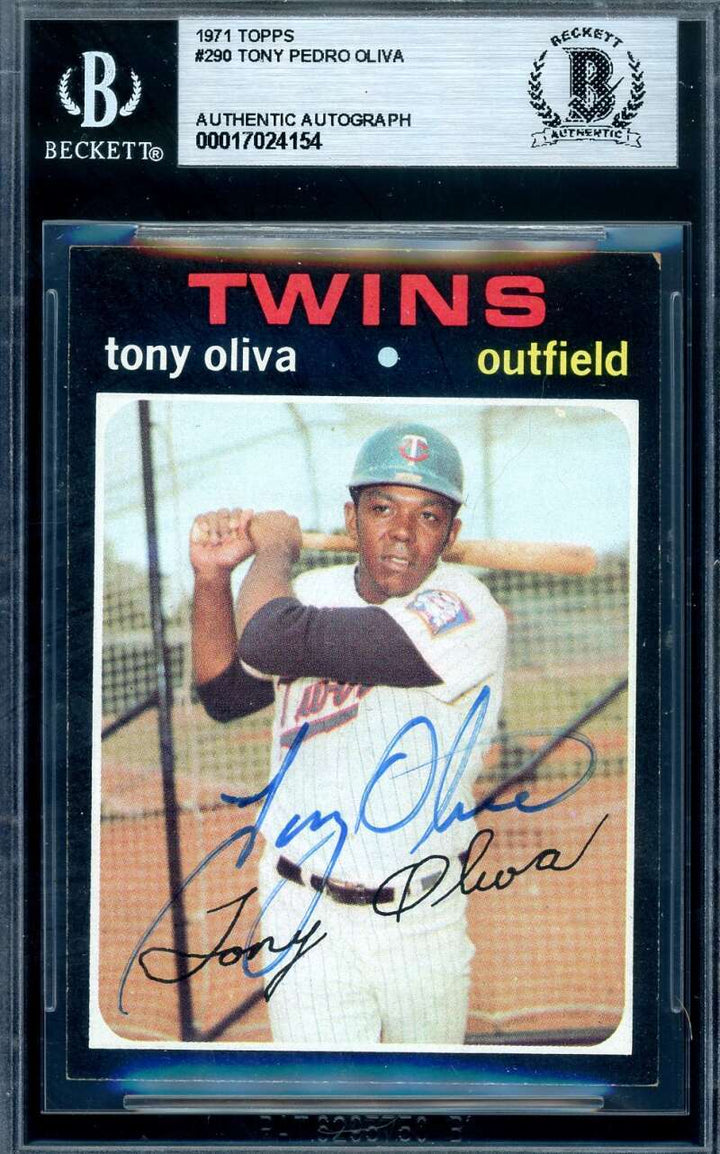Tony Oliva Beckett BAS Signed 1971 Topps Autograph